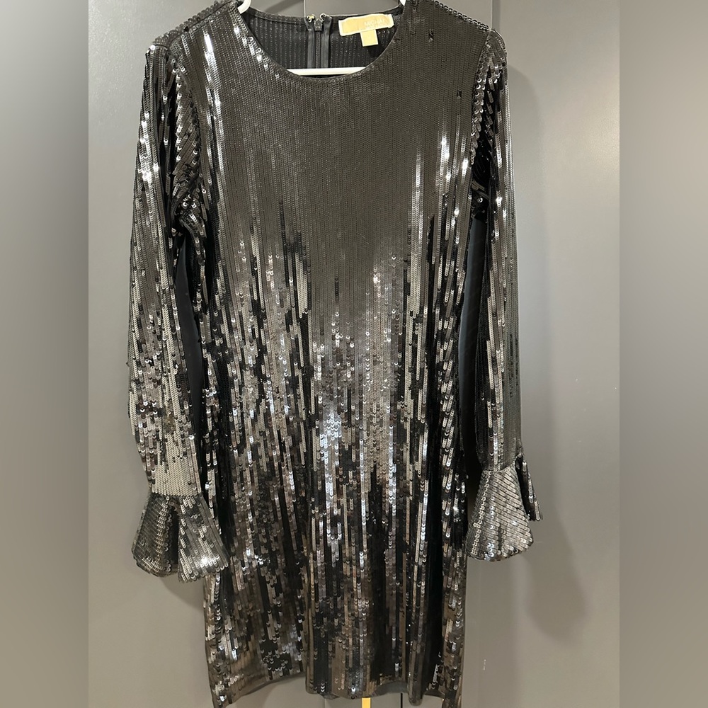 Michael Kors Womens BLACK Sequin Glitter Dress Size medium